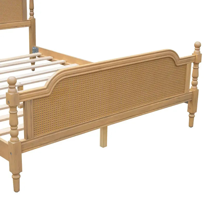 Struttura letto a piattaforma in stile tradizionale, in rattan, senza necessità di rete a molle