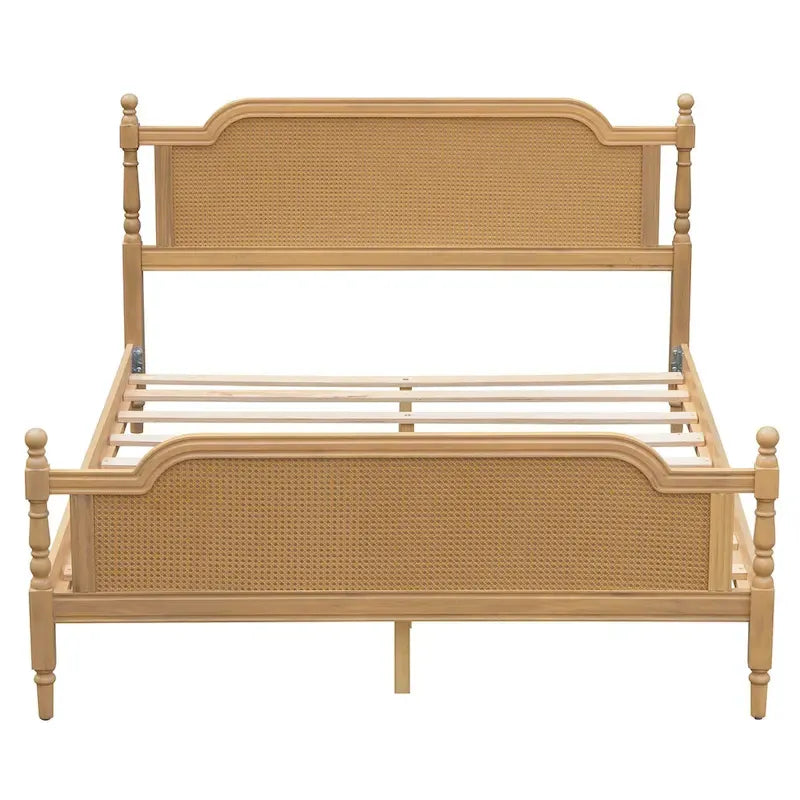Struttura letto a piattaforma in stile tradizionale, in rattan, senza necessità di rete a molle