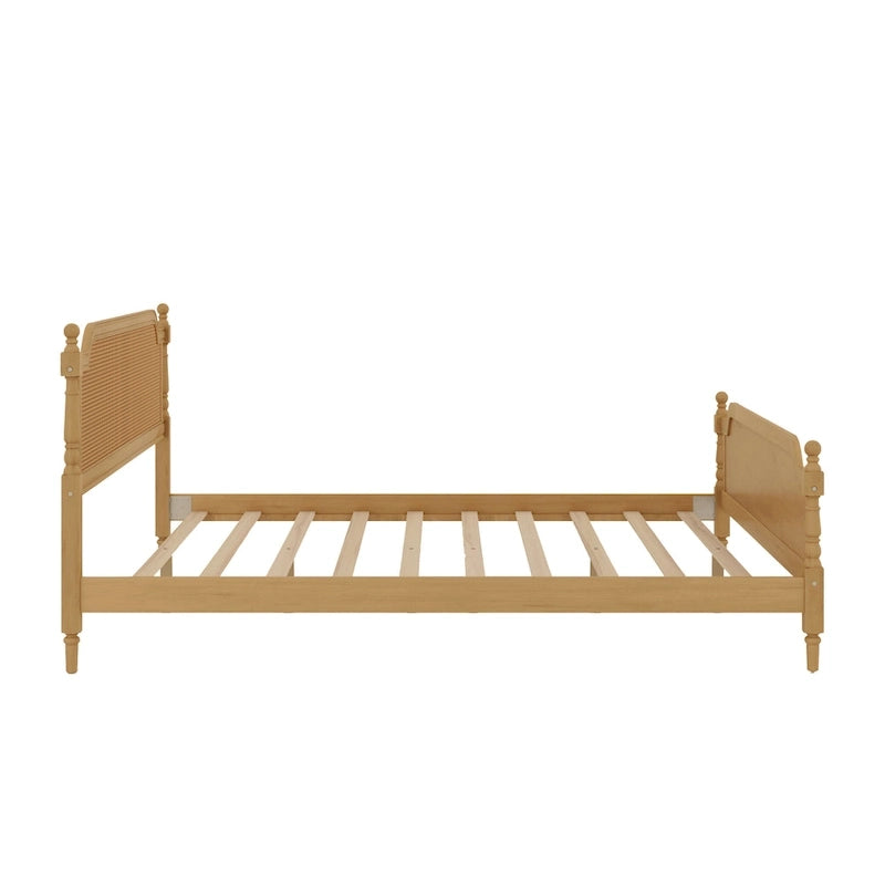 Struttura letto a piattaforma in stile tradizionale, in rattan, senza necessità di rete a molle