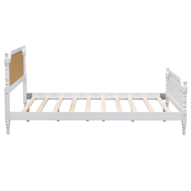 Struttura letto a piattaforma in stile tradizionale, in rattan, senza necessità di rete a molle