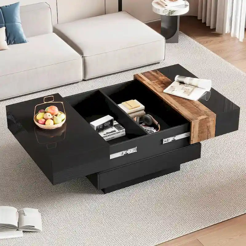 31.4 Square Coffee Table with Sliding Top and Hidden Storage